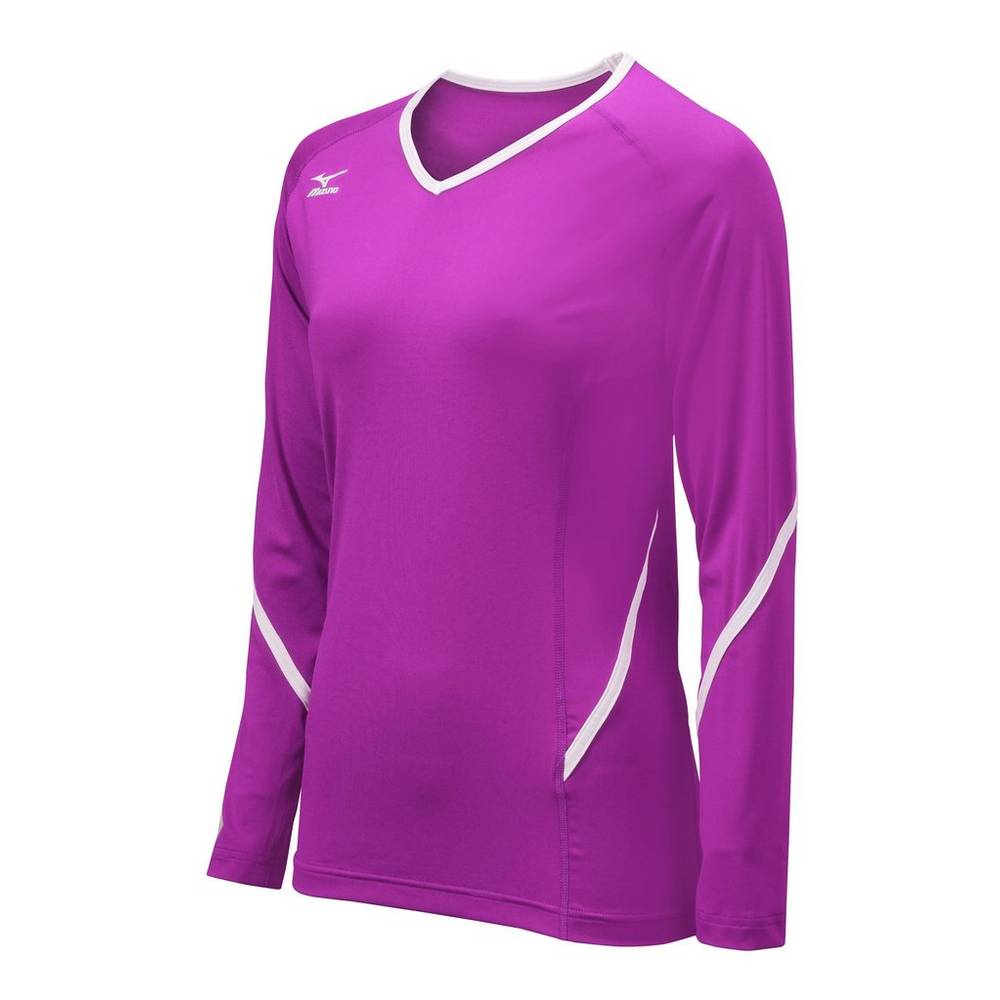 Mizuno Techno Generation Long Sleeve - Bayan Forma - Mor/Beyaz Türkiye (XCIJWH-325)